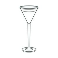 Dishes. A glass, cocktail, wineglass with a drink. Line art. vector