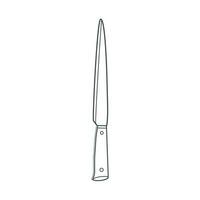 Dishes. A kitchen knife with a long blade. Line art. vector