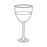 Dishes. A glass, cocktail, wineglass with a drink. Line art. vector