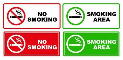 no smoking area and smoking area sign printable red stop symbol set ban prohibited silhouette icon design vector