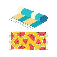 Beach towel. Beach set for summer trips. Vacation accessories for sea vacations. vector