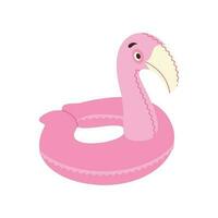 Inflatable circle in the shape of a flamingo. Beach set for summer trips. Vacation accessories for sea vacations. vector