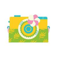 Camera. Beach set for summer trips. Vacation accessories for sea vacations. vector