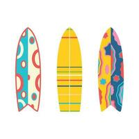 tablas de surf playa conjunto para verano excursiones. vacaciones accesorios para mar vacaciones vector