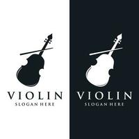 violín y violín desplumado instrumento logo modelo diseño con vector ilustración.