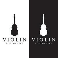 violín y violín desplumado instrumento logo modelo diseño con vector ilustración.