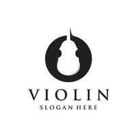 Violin and violin plucked instrument logo template design with vector illustration.