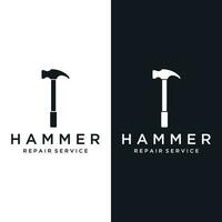 Retro vintage crossed hammer and nails logo template design.Logo for home repair service, carpentry,badges, woodworking. vector