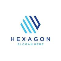 Creative and simple hexagon box or cube geometry logo template design.Logo for business, company, network,technology. vector