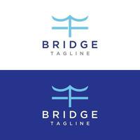 Bridge building construction abstract logo template design with creative idea. vector