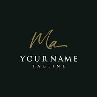 lujo y elegante escrito iniciales logo diseño. logo para firma , boutique , salón , belleza , fotografía y moda. vector