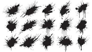 Set Of 20 Vector Ink Brush Texture Collection. Hand Drawing Grunge Ink Splatter Collection