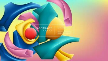 colorful 3d abstract shape with gradient background, globe, suitable for print, digital media, cover, website vector