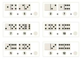 matemáticas ejercicios con dominó piezas vector