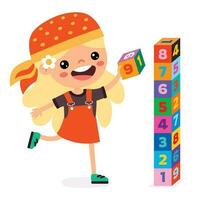 Kid Playing With Building Blocks vector