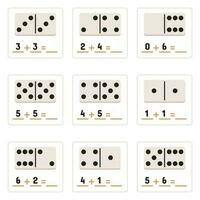 Math Exercises With Domino Pieces vector