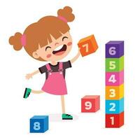 Kid Playing With Building Blocks vector