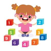 Kid Playing With Building Blocks vector