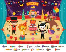 Circus Scene With Cartoon Characters vector