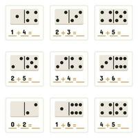 Math Exercises With Domino Pieces vector