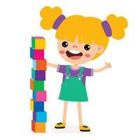 Kid Playing With Building Blocks vector