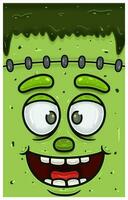 Happy Expression of Green Zombie Face Character Cartoon. Wallpaper, Cover, Label and Packaging Design. vector