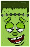 High Expression of Green Zombie Face Character Cartoon. Wallpaper, Cover, Label and Packaging Design. vector