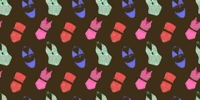 Seamless pattern with swimsuit clothes, bra or top and pantie. vector