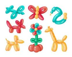 Balloon toys set in vibrant colors on a white background. vector