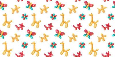 Seamless pattern with animals balloons on a white background. vector