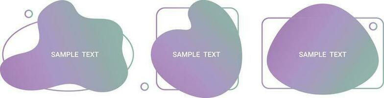 Set of amoeba templates for presentation in gradient colors. Various liquid shapes with a copy space for text. Vector illustration