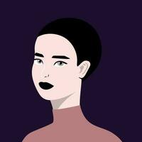 Portrait of a beautiful half turn woman in pale and dark colors vector