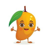 Cartoon character fruit - Mango. Fruit with face, arms and legs. Vector graphic.