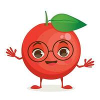 Fruit cartoon character - Grapefruit. Fruit with face, arms and legs. Vector graphic.