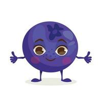 Berry cartoon character - Blueberry. Berries with face, arms and legs. Vector graphic.