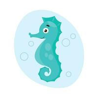 Cute seahorse swims in the water. Sea life. Vector graphic.