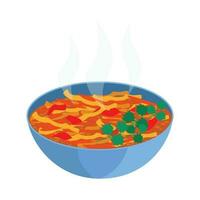 Shchi. Cabbage soup with vegetables and meat. Vector graphic.