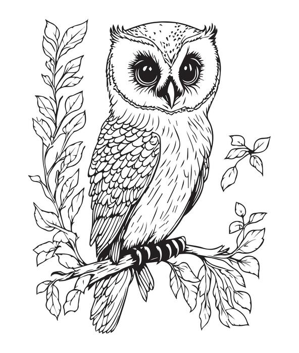 Owl Coloring Page Vector Art, Icons, and Graphics for Free Download