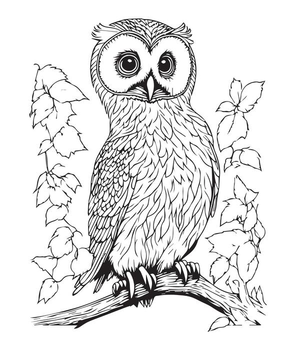 Owl Coloring Page Vector Art, Icons, and Graphics for Free Download