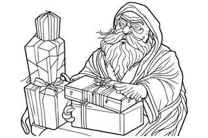 Santa Claus coloring page. Christmas coloring page. Santa clause outline clip art vector