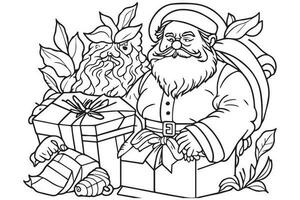 Santa Claus coloring page. Christmas coloring page. Santa clause outline clip art vector