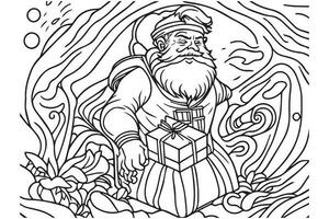 Santa Claus coloring page. Christmas coloring page. Santa clause outline clip art vector