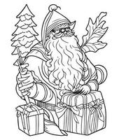Santa Claus coloring page. Christmas coloring page. Santa clause outline clip art vector