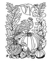 Víspera de Todos los Santos calabaza colorante paginas vegetal colorante página. calabaza línea Arte. vegetal línea Arte vector