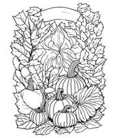 Víspera de Todos los Santos calabaza colorante paginas vegetal colorante página. calabaza línea Arte. vegetal línea Arte vector