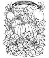 Víspera de Todos los Santos calabaza colorante paginas vegetal colorante página. calabaza línea Arte. vegetal línea Arte vector