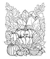 Víspera de Todos los Santos calabaza colorante paginas vegetal colorante página. calabaza línea Arte. vegetal línea Arte vector