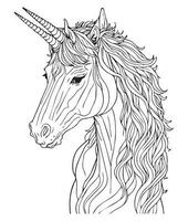 linda unicornio colorante paginas para niños vector