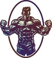 Body builder athlete flexing pose gym and fitness logo vector