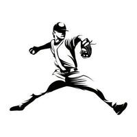 Male baseball player silhouettes on white background isolated. Silhouette of a male baseball player throwing the ball vector illustration